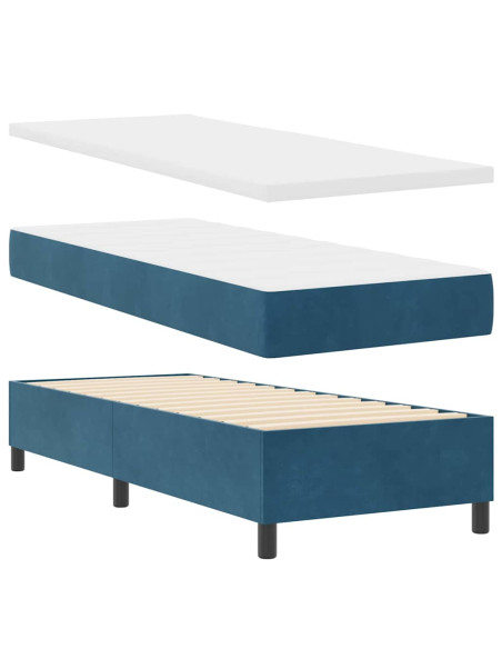 Letto a molle con materasso Blu scuro 80 x 200 cm Velluto