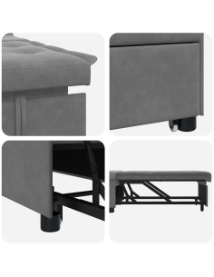 Divano Letto Estraibile Grigio scuro 194 x 67 x 82 cm