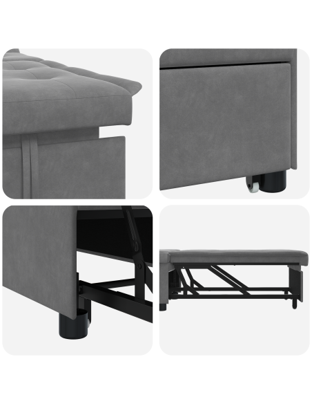 Divano Letto Estraibile Grigio scuro 194 x 67 x 82 cm