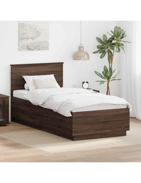 Struttura del letto con testiera Rovere Marrone 100 x 200 cm
