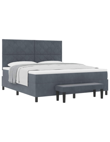 Letto a molle con materasso Grigio scuro 180 x 200 cm Velluto