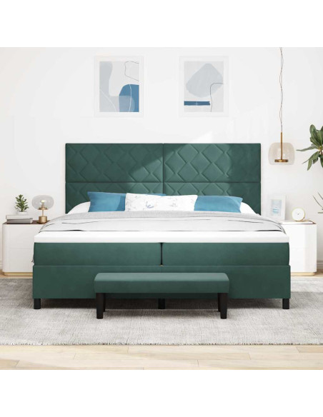 Letto a molle con materasso Verde Scuro 200 x 200 cm Velluto