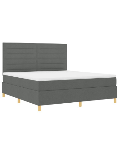 Letto a molle con materasso Grigio scuro 180 x 200 cm Tessuto