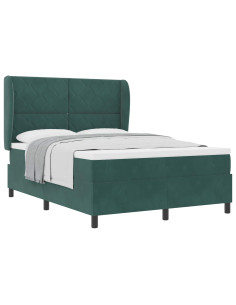 Letto a molle con materasso Verde Scuro 200 x 140 cm Poliestere 2