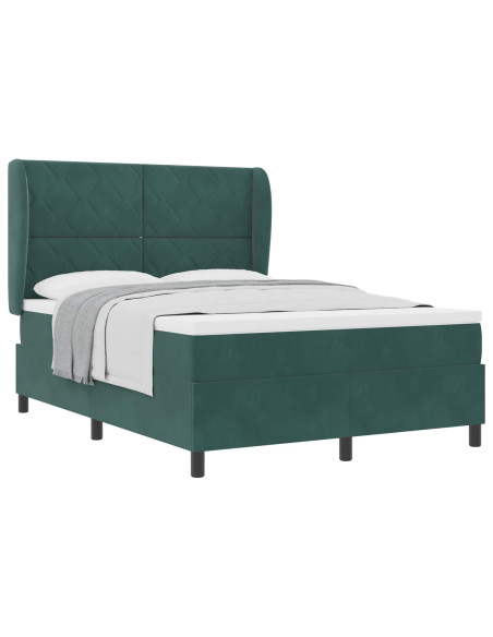 Letto a molle con materasso Verde Scuro 200 x 140 cm Poliestere