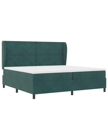 Letto a molle con materasso Verde Scuro 200 x 200 cm Poliestere