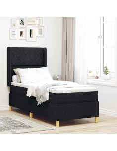 Letto a molle con materasso Nero 80 x 200 cm Tessuto