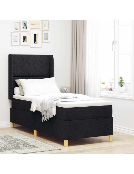 Letto a molle con materasso Nero 80 x 200 cm Tessuto