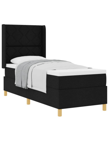 Letto a molle con materasso Nero 80 x 200 cm Tessuto