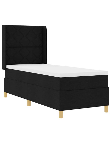 Letto a molle con materasso Nero 80 x 200 cm Tessuto