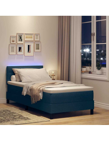 Letto a molle con materasso con led Blu 80 x 200 cm Tessuto
