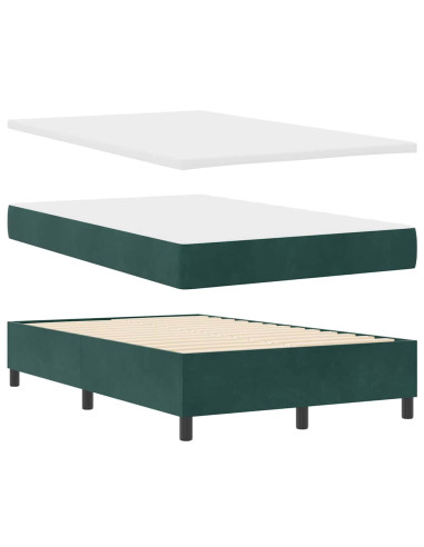 Letto a molle con materasso Verde Scuro 120 x 190 cm Velluto