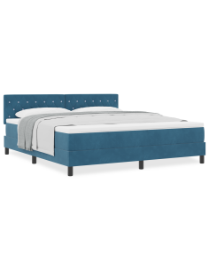 Letto a molle con materasso Blu Scuro 180 x 200 cm Velluto
