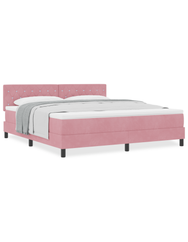 Letto a molle con materasso Rosa 180 x 200 cm Velluto