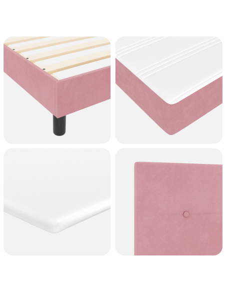 Letto a molle con materasso Rosa 180 x 200 cm Velluto