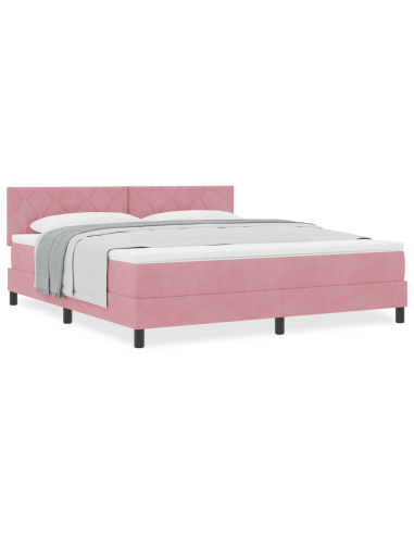 Letto a molle con materasso Rosa 180 x 200 cm Velluto