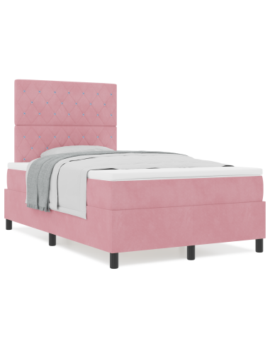 Letto a molle con materasso Rosa 120 x 190 cm Tessuto