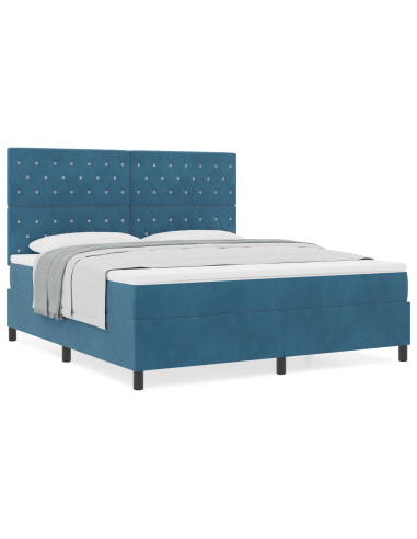 Letto a molle con materasso Blu Scuro 180 x 200 cm Tessuto