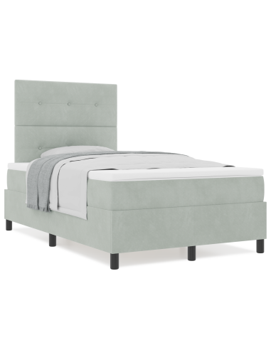 Letto a molle con materasso Grigio chiaro 120 x 190 cm Tessuto