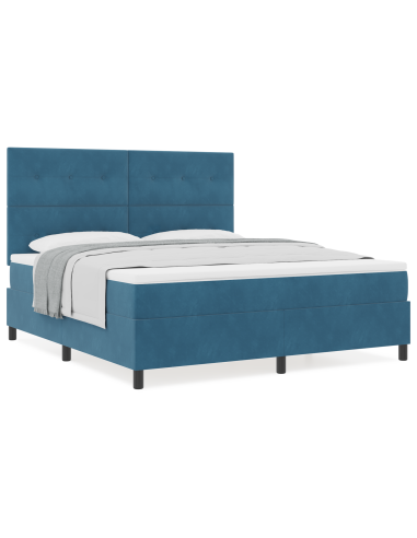 Letto a molle con materasso Blu Scuro 180 x 200 cm Tessuto