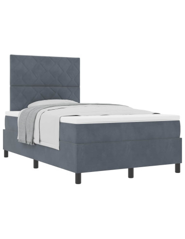 Letto a molle con testiera Grigio scuro 120 x 190 cm Velluto