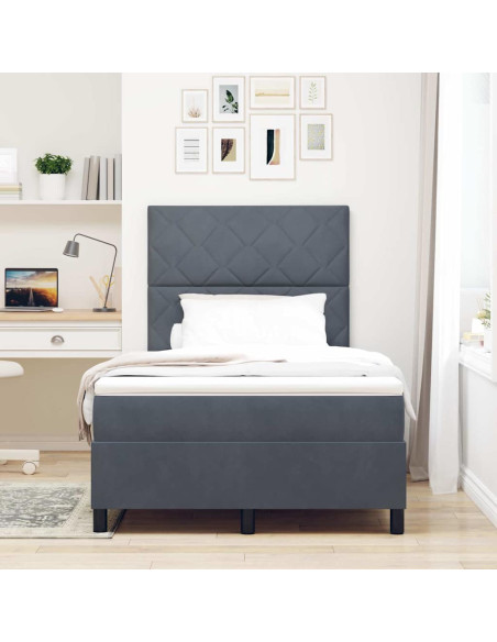 Letto a molle con testiera Grigio scuro 120 x 190 cm Velluto