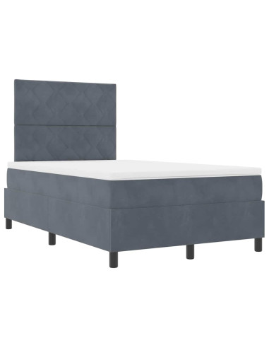 Letto a molle con testiera Grigio scuro 120 x 190 cm Velluto