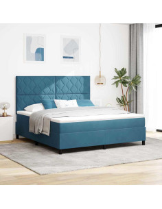 Letto a molle con materasso Blu Scuro 180 x 200 cm Tessuto