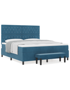 Letto a molle con materasso Blu scuro 180 x 200 cm Velluto