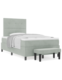 Letto a molle con materasso Grigio chiaro 120 x 190 cm Velluto
