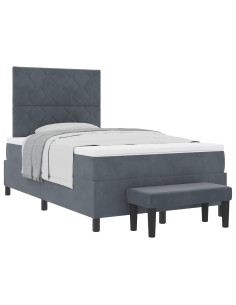 Letto a molle con materasso Grigio scuro 120 x 190 cm Velluto 2