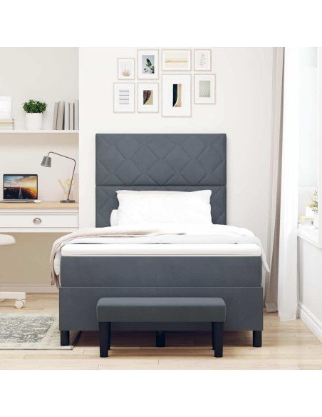 Letto a molle con testiera Grigio scuro 190 x 120 cm Velluto