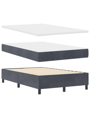 Letto a molle con materasso Grigio scuro 120 x 190 cm Velluto