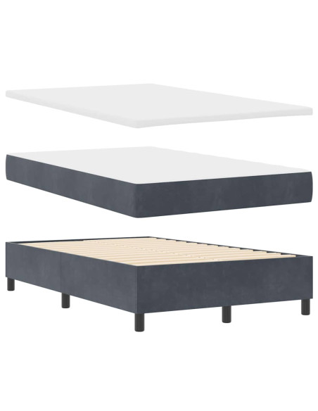 Letto a molle con testiera Grigio scuro 190 x 120 cm Velluto