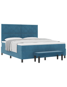 Letto a molle con testiera Blu scuro 200 x 180 cm Velluto 2