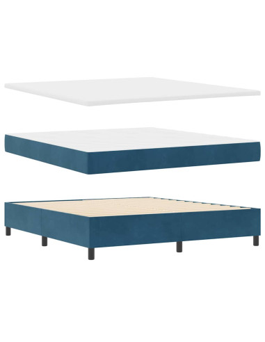 Letto a molle con testiera Blu scuro 200 x 180 cm Velluto