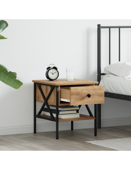 Comodino con cassetto 2 pcs rovere artigianale 40 x 42 x 45 cm