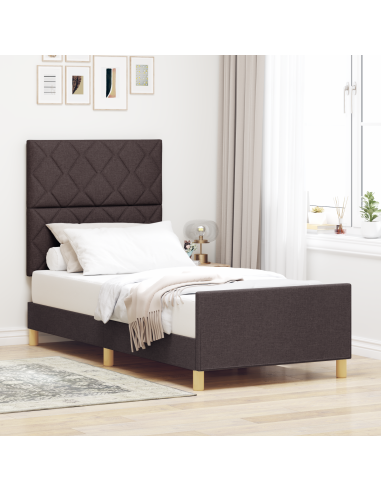 Struttura del letto Marrone scuro 100 x 200 cm Tessuto