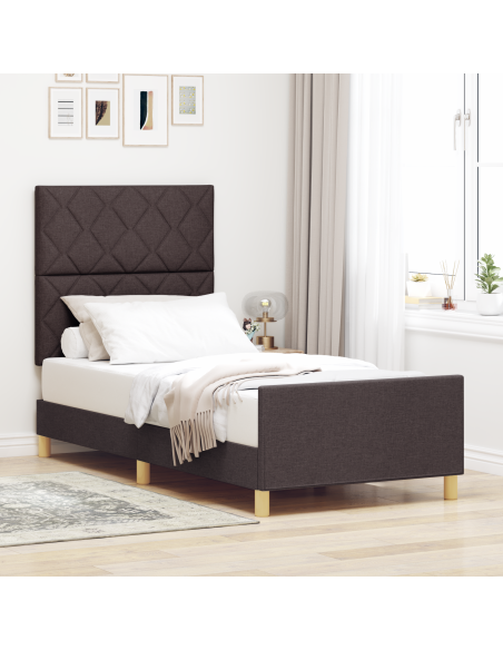 Struttura del letto Marrone scuro 100 x 200 cm Tessuto