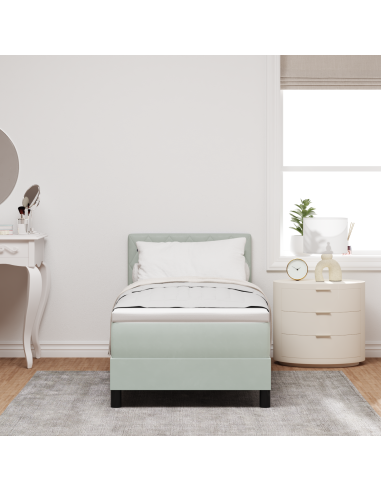 Letto a molle con materasso Grigio chiaro 80 x 200 cm Velluto