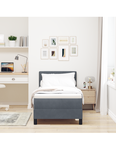 Letto a molle con materasso Grigio scuro 80 x 200 cm Velluto