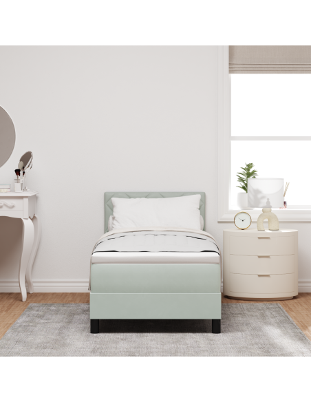 Letto a molle con materasso Grigio chiaro 80 x 200 cm Velluto