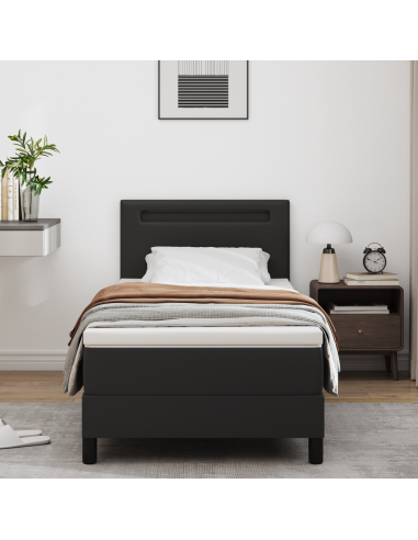 Letto a molle con materasso Nero 90 x 190 cm Pelle sintetica