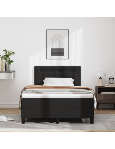 Letto a molle con materasso Nero 120 x 200 cm Pelle sintetica