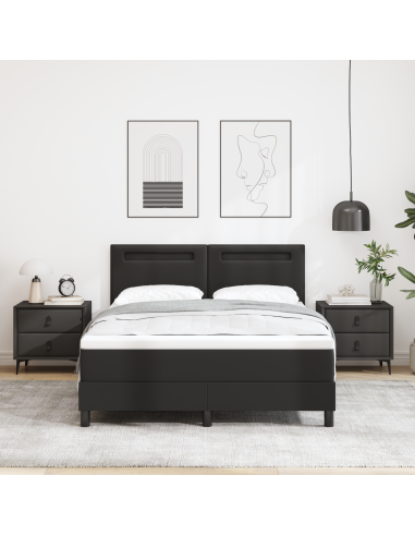 Letto a molle con materasso Nero 140 x 190 cm Pelle sintetica
