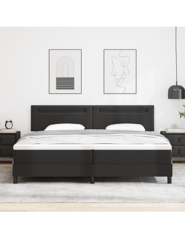 Letto a molle con materasso Nero 200 x 200 cm Pelle sintetica