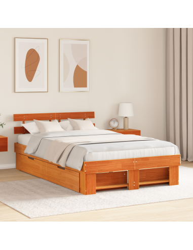 Struttura del letto Marrone cerato 140 x 190 cm Pino massello