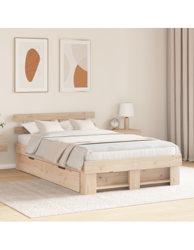 Struttura del letto Marrone 135 x 190 cm Pino massello