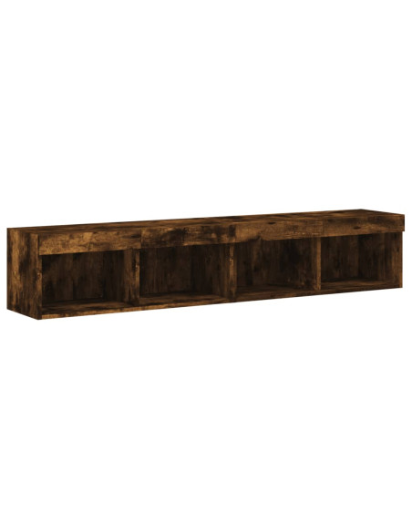 Mobili Porta TV con Luci LED 2 pz Rovere Fumo 80x30x30 cm