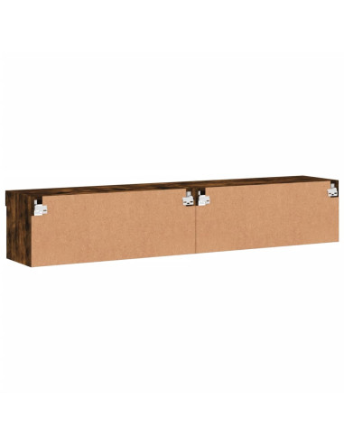 Mobili Porta TV con Luci LED 2 pz Rovere Fumo 80x30x30 cm